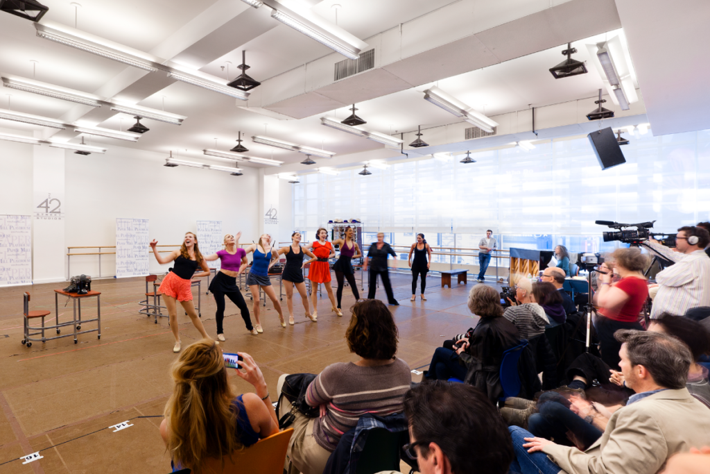 Actors performing at a broadway press rehearsal at New 42 Studios